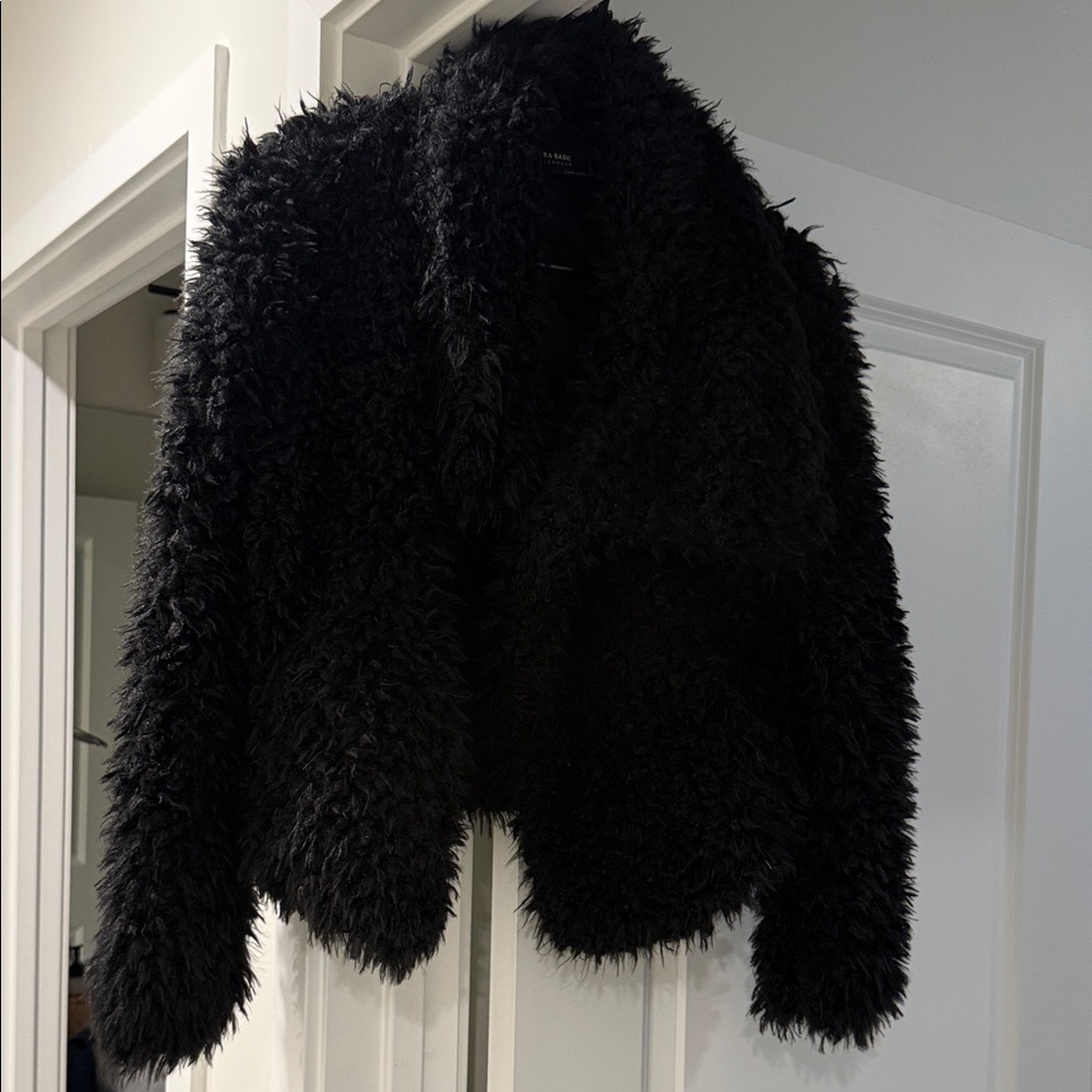 Zara Black Furry Outerwear